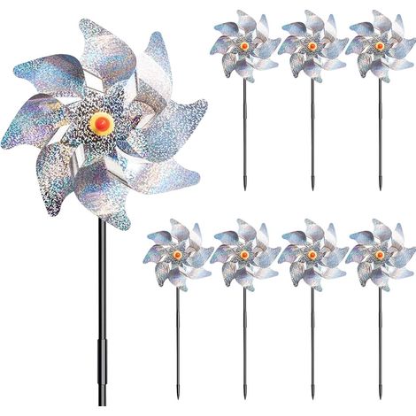 8PCS Moulin à Vent réfléchissant,Moulins à Vent Anti-Oiseaux,Anti-Oiseaux pour protéger Le Jardin,Répulsif Anti-Oiseaux réfléchissant