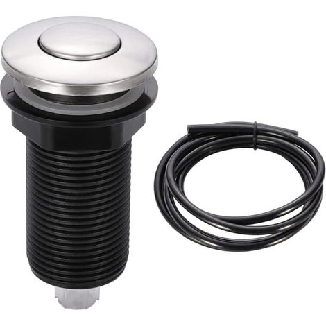 LYERCW - Interrupteur d'aérateur pour broyeur d'évier, long, en acier inoxydable nickel brossé, 6,35 cm (2,5 pouces), pour broyeur d'aliments et de déchets, bouton marche/arrêt de l'aérateur. (1/5)