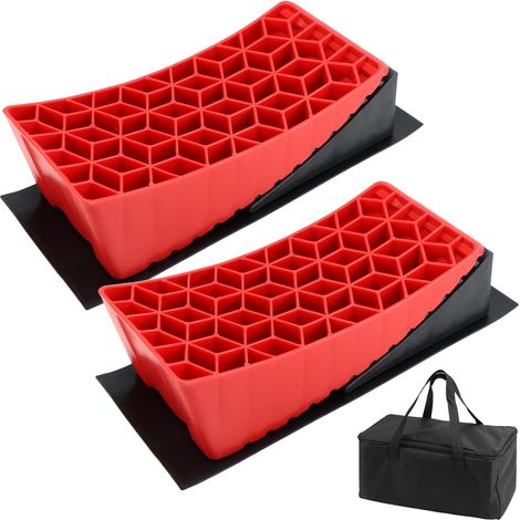 2 Pièces Cales de Camping-car, Cales de Caravane Nivellement sans Étapes 11 cm, Cales de Roue avec Sac de Rangement (1/5)