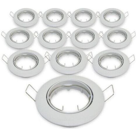 lot de 12 LED Cadre de Spot encastrable incl. Douille GU10,Pour Lampes A LED Ou Halogènes,Rond Blanc pivotant,IP23,Ø 85 mm (1/3)