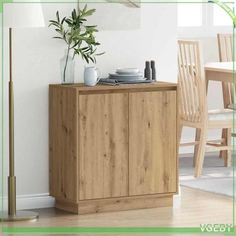 Buffet - Chêne artisanal - 71 x 34.5 x 75 cm - Bois d'ingénierie - Bandes LED intégrées (1/5)