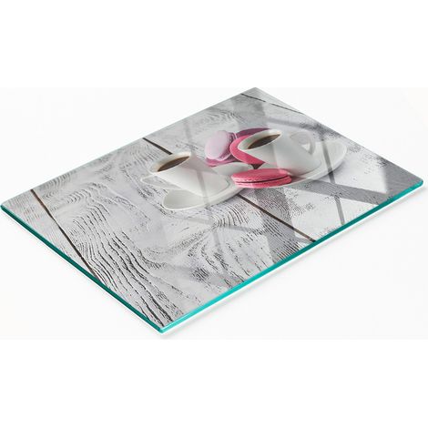 Tabla de cortar de cristal para cocina con estampado de café y galletas, 80x52 cm. (1/5)