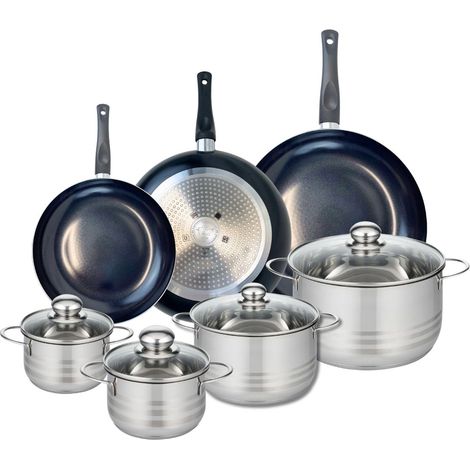 Ensemble de 3 Poêles de cuisson 24, 28 et 32 cm et 4 faitouts 14, 16, 20 et 24 cm Elo Prima Brillant (1/5)