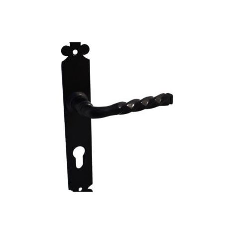 Quincadeco – Poignée de porte d'entrée à cylindre noir – Entraxe 195 mm – 2 poignées torsadées aluminium finition époxy – Résistance extérieure