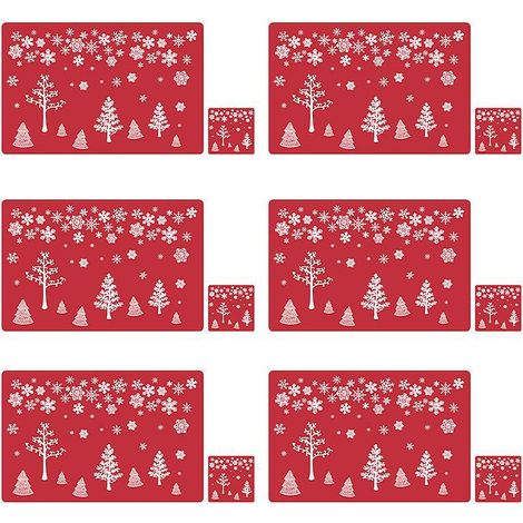 ensemble De 12 Pices Table Manger Carre Ensemble De Vaisselle Rouge Tapis De Bureau En Lige Sets De Table De Nol Sets De Table (1/5)