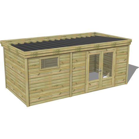 ABRI DE JARDIN bois traité 27mm, 6x2,6m, 16m2 (1/3)