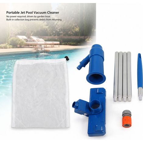 Aspirateur de piscine à jet + Générique + Standard + Portable avec brosse, plastique durable, pour spa et étang (1/5)
