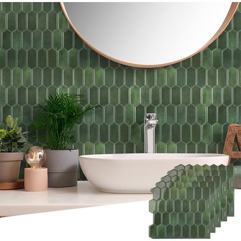 Stickers muraux 3D, papier peint autocollant, stickers décoratifs, motifs géométriques 3D, imperméables, faciles à nettoyer, pour la décoration et la rénovation de votre intérieur, 10 pièces (1/5)