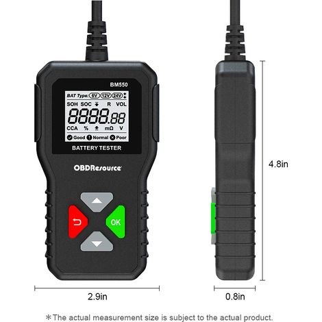BM550 AUTO Tester batteria 6V 12V 24V, 100-2000 CCA 2-200Ah Tester alternatore automobilistico Analizzatore batteria digitale per auto/camion/moto/ATV/SUV/barca/yacht (1/4)