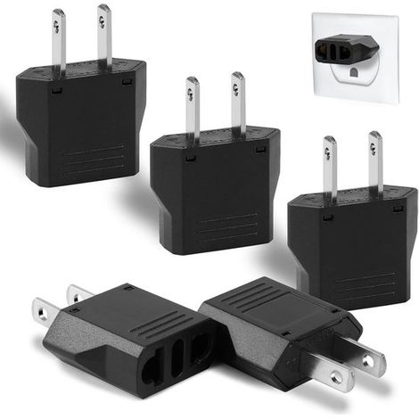 Stück Euro-zu-Amerika-Steckeradapter,europäischer Steckeradapter für US-Stromwandler (Schwarz) (1/4)