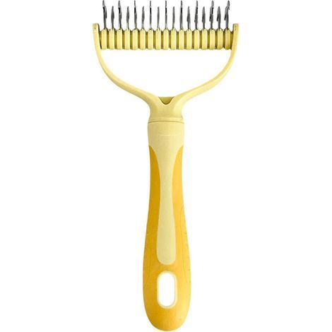 Brosse professionnelle pour chiens et chats, brosse à poils longs, peigne anti-nœuds double face - Jaune (1/5)