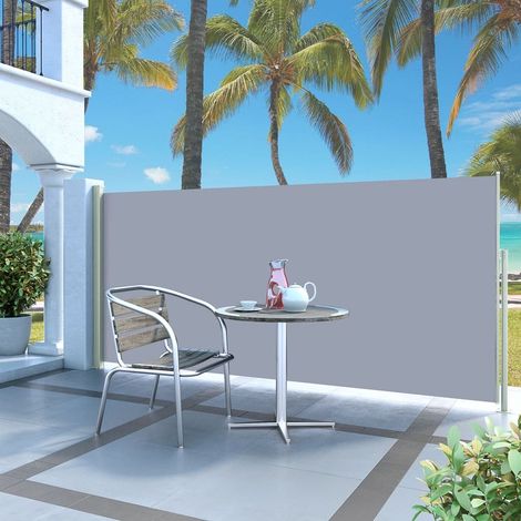 Auvent latéral rétractable Paravent extérieur Brise Vue Rétractable pour Jardin, Balcon, terrasse 140 x 300 cm Gris NDTN7546441 (1/5)