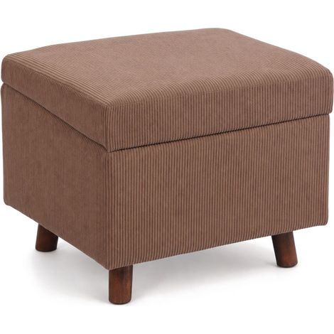 Relaxdays Hocker Cord, mit Stauraum, Holzbeine, gepolstert, HxBxT: 40x46x40 cm, Sitzhocker, Fußhocker, Wohnzimmer, braun (1/5)