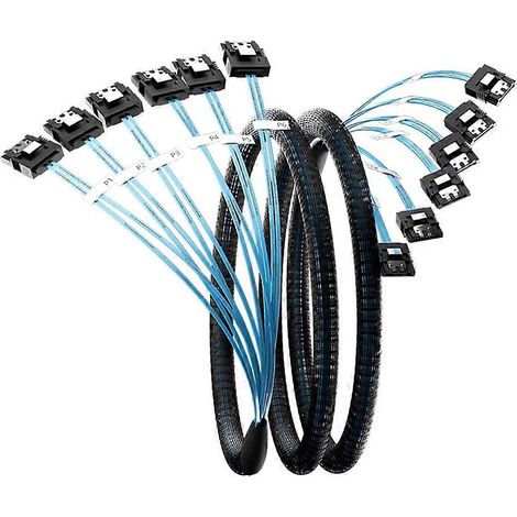 Ensemble de 6 câbles de données SATA-III - Câbles de données SATA 6 Gbps pour disques durs/SSD, compatibles avec les serveurs, les PC Bitcoin, les SSD, les HDD et les lecteurs optiques, 0,5 mètre. (1/5)