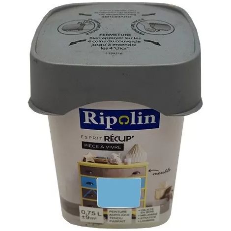 RIPOLIN Peinture Esprit Récup' Pièce à vivre Bleu seventies 0,75 L (1/2)