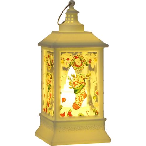 Lanterne Led De Noël - Motif Père Noël Et Bonhomme De Neige - Pour Décoration Intérieure Et Extérieure - Lot De 1 (1/4)
