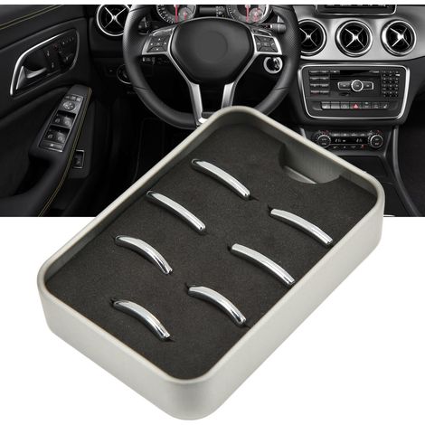 Cornice cromata argento in ABS per pulsanti dell'alzacristalli (7 pezzi) per Mercedes-Benz A B C E CLA GLA GLK ML (1/5)