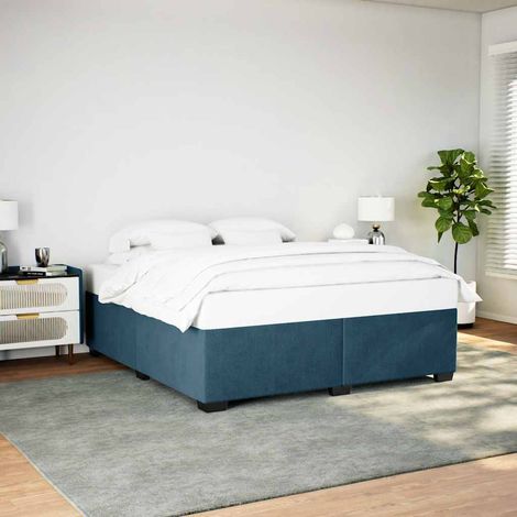 Cadre de lit sans matelas,Structure de lit,Lit Adulte bleu 200x200 cm velours (1/5)