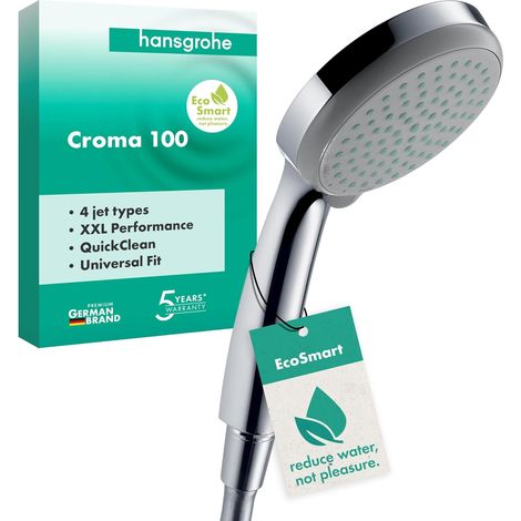 Handbrause – 1 Stück – Chrom und Silikon – 4 Strahlarten und wassersparend – Modernes Badezimmer – Durchmesser 100 mm (1/5)