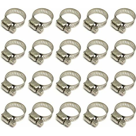20 abrazaderas para manguera, abrazaderas ajustables para manguera, 10-16 mm, abrazaderas para manguera de acero inoxidable 304 (1/5)