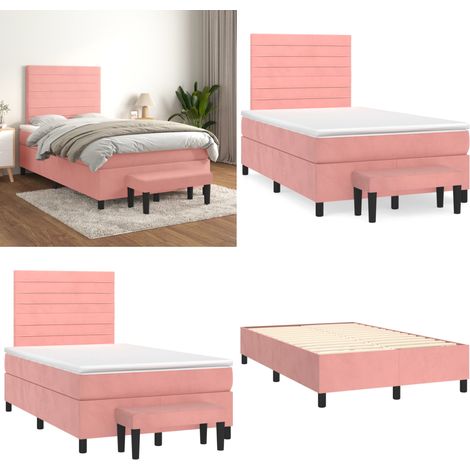 Boxspringbett mit Matratze Rosa 120x200 cm Samt - Samtbett - Boxspringbett - Doppelbett - Rosa Bett - Schlafzimmermöbel - Home & Living (1/5)