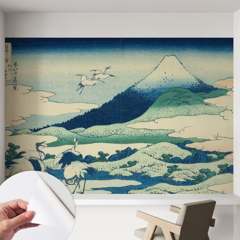 Papier peint autocollant adhésif décoratif avec motifs pour salon et chambre a motif Grues et montagnes 152x104 cm (1/5)