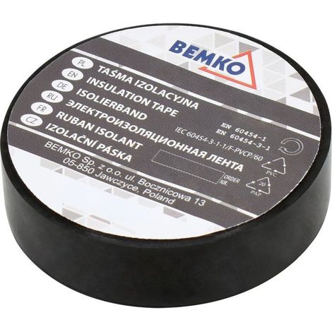 Ruban isolant en PVC 15 mm x 10 m noir E30-PVC1510BL bemko 2457