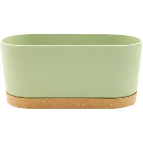 Pot de fleurs rectangulaire en plastique vert A, 40 x 17,8 cm, pour balcon, salon, chambre à coucher, culture de légumes, design simple (1/4)