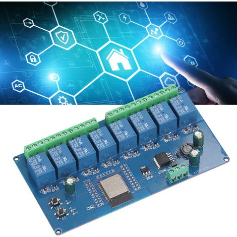 Carte de développement secondaire ESP32-WROOM avec relais 8 canaux, Wi-Fi et Bluetooth BLE, alimentée en 5-30 V CC. (1/5)