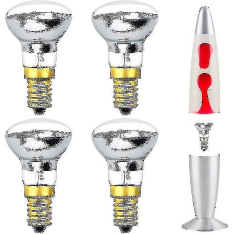 Ampoule à lave 2024 25 W E14 R39 Blanc chaud Ampoule réflecteur blanc chaud Ampoule à incandescence Edison à petite vis (lot de 4) [classe énergétique C]-C