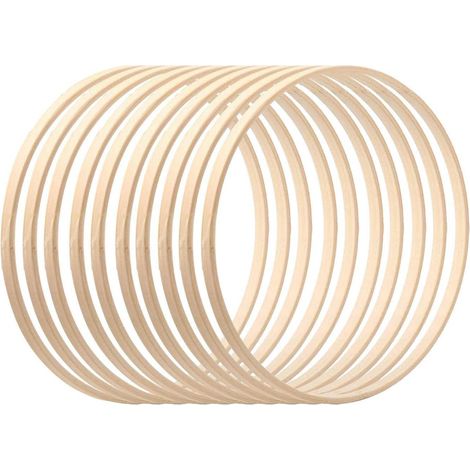 Lot de 10/12 anneaux en bois de bambou pour le bricolage, attrape-rêves, cerceaux en macramé, anneaux en bois pour bricolage, couronne de mariage, couronne de fleurs, décoration et tenture murale (1/5)