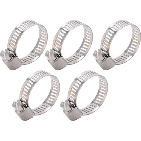 Lot de 20 colliers de serrage pour tuyaux d'arrosage, fixations en acier inoxydable 304, fente intérieure et hexagone extérieur. (1/5)