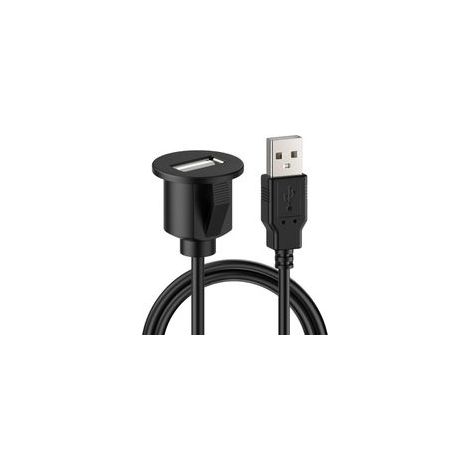 Universal Voiture USB Extension Rallonge Câble Dashboard Encastré Montage - 1M