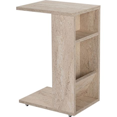 Table d'appoint en bois "Filinta" - 30 x 40 x 63 cm - Travertin