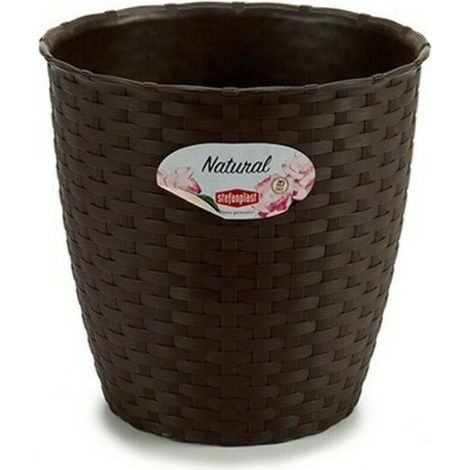 Vaso Rattan Tondo Natural Stefanplast Pp Moka Cm 19 H.Cm 17,5 - 1 Pz (1/2)