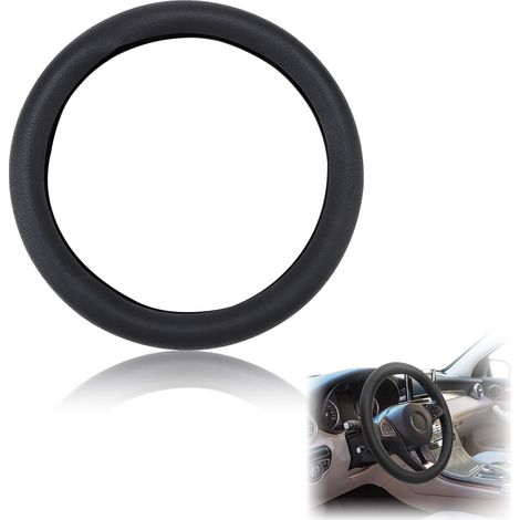 1 pièce Couvre Volant Voiture en Silicone - Protège et Décore Le Volant de 32 à 40cm, Housse Souple Antidérapante, Entretien Facile, Noir Élégant - Accessoire Auto Pratique et Esthétique (1/5)
