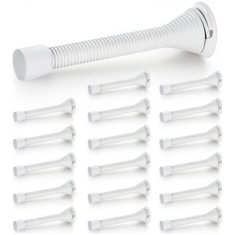 Butées de porte, lot de 18, Blanc, à ressort, avec butée en caoutchouc, pour le bas de la porte (1/5)