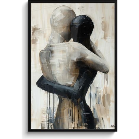 AFFICHE ENCADRÉE Abstrait - Amour - Noir et blanc - Moderne Decoration Murale Peinture 80x120 (1/5)