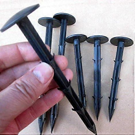 30 piquets d'ancrage robustes en plastique de 11 cm (4,3 pouces), antirouille, compatibles avec la fixation de bordures de pelouse, de toiles de paillage et de tentes. (1/4)