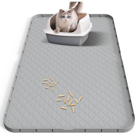 XXL Silicone Litter Mat 88 × 22 in - Waterproof, Non Slip and Easy to Clean - Extra Grey Litter Mat, Suitable for Cat Paws, for Cat Bowl and Cat Litter Box (1/5)