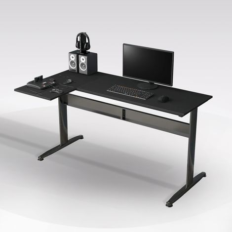 SCRIVANIA CM 140X48/80 H. 75 LAMINATO E METALLO NERO (1/5)