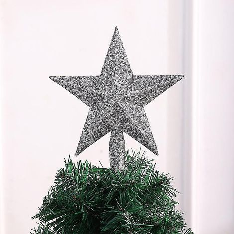 Mini étoile de Noël pailletée argentée pour sapin, décoration incassable, taille S (1/5)