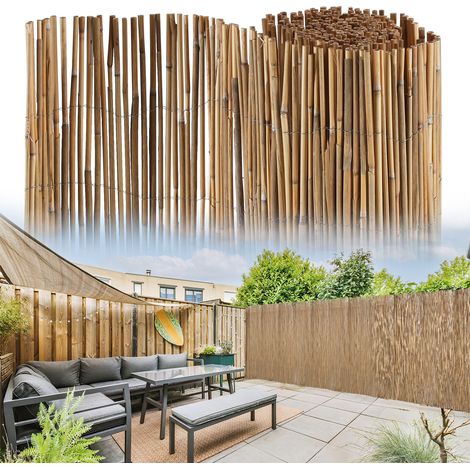 Jiubiaz Schilfrohrmatte 120×300 cm Sichtschutz aus Schilf, dekorativer Windschutz für Terrasse & Balkon