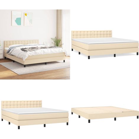 Boxspringbett mit Matratze Creme 180x200 cm Stoff - Boxspringbett - Doppelbett - Cremefarbenes Bett - Bettrahmen - Matratze - Home & Living (1/5)