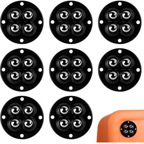 8 Pièces Mini Roulette Rotation à 360° Roulettes pour Meubles Avec 4 Billes D'acier Furniture Casters Conception Auto-adhésive S'applique à Petits Meubles Ustensiles Cuisine Étagères (Blanc) (1/5)