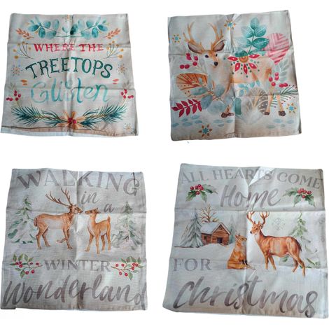 Juego de fundas de almohada navideñas 50 x 50 cm 4 piezas (1/5)