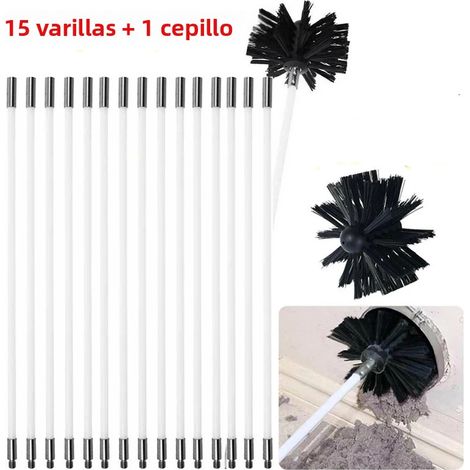 Kit de ramonage flexible (15 pièces) comprenant brosse et tige de ramonage (1/5)