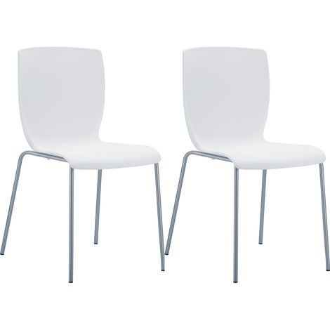 Juego de 2 sillas apilables para cocina o terraza para uso interior o exterior asiento de plástico blanco estructura de aluminio 100008031 (1/5)