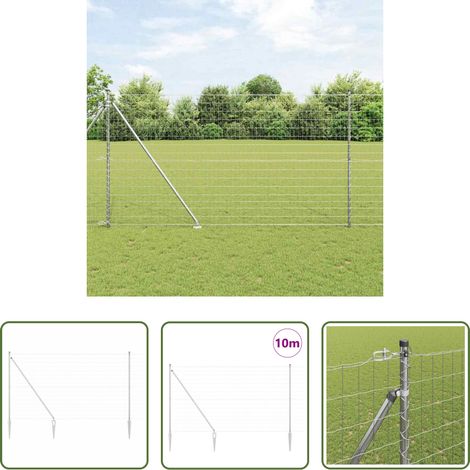 vidaXL Stahlzaun - Zaun mit Pfosten Silber 1,5 x 10 m Stahl (1/5)