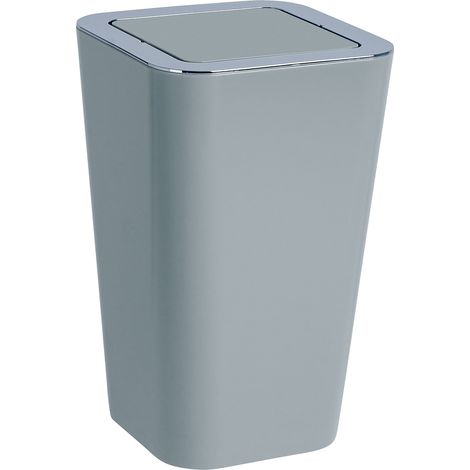 Wenko – Poubelle de salle de bain 6L – Couvercle basculant – Plastique lourd – Dimensions 18x28,5x18 cm – Gris moderne